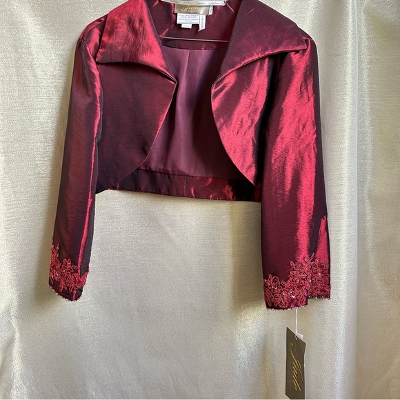 Burgundy Bolero Dress jacket in Jade Taffeta size 12 - Picture 12 of 16